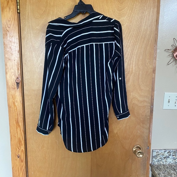 Collar Striped Long Sleeve Top - Picture 2 of 4
